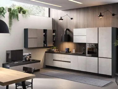 Cucina Moderna Zoe 01 Ghiaccio e Fango Cemento di Net Cucine