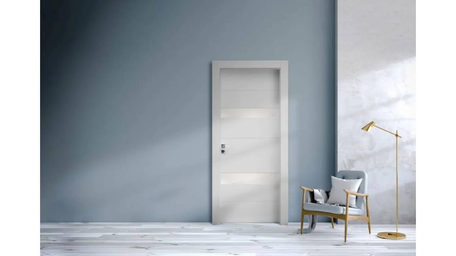 Porta per interni Fashion Favolosa in laccato bianco con inserti in vetro di Nusco