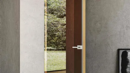 Porta per interni Filomuro Crystal Argento in vetro Reflex Bronzo e alluminio di BiHome