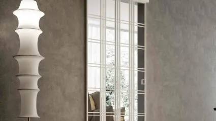 Porta per interni scorrevole esterno muro Glass Bianco Oregon in Vetro con profilo in alluminio di BiHome