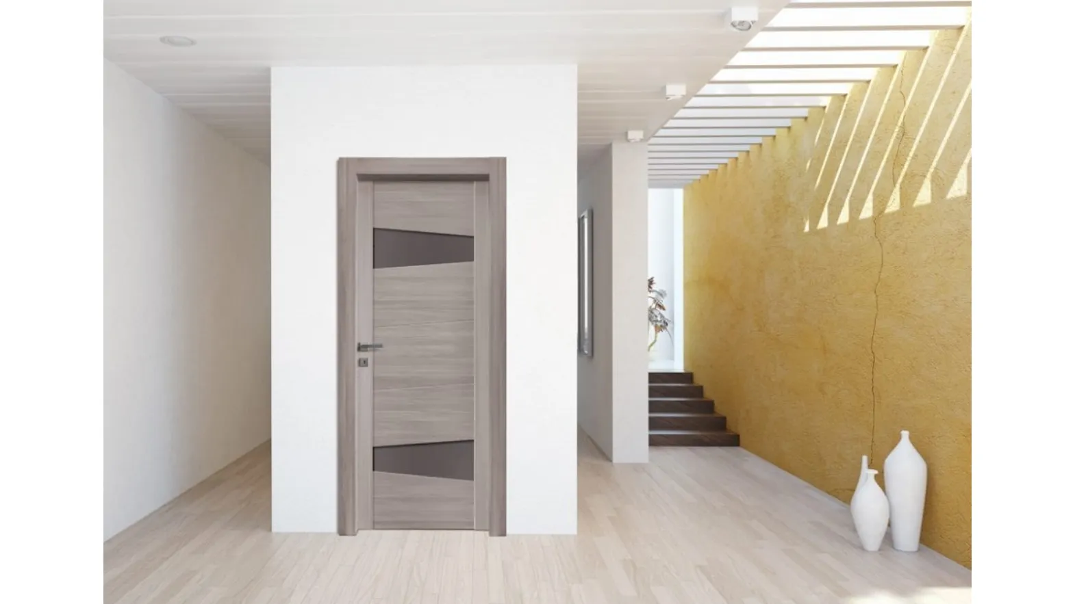 Porta battente per interni New Vision in laminato con inserti in laccato di Nusco