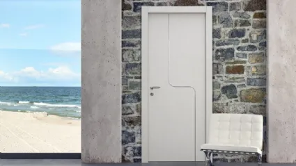 Porta per interni NGL in laminato bianco con inserto in alluminio di Nusco