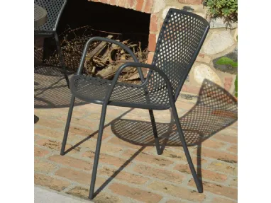 Poltroncina da giardino Sommer in acciaio zincato e verniciato poliestere antracite per esterni di La Seggiola