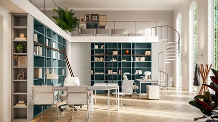 Scrivania Operativa OF109 con libreria angolare di Giessegi